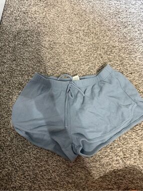 Light Blue Waffle Knit Women's Lounge Shorts